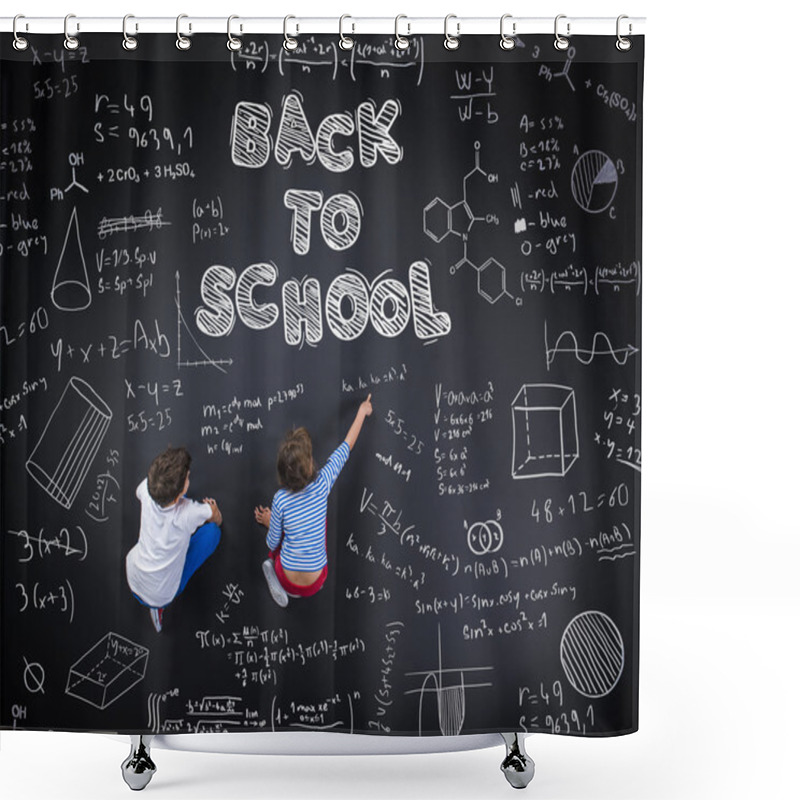 Personality  Cute Boy And Girl Learning Playfully Shower Curtains