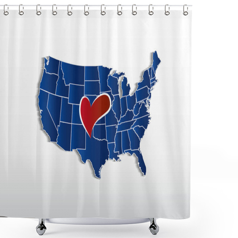 Personality  Vector USA Map And Love Heart Logo Icon Image Template Shower Curtains