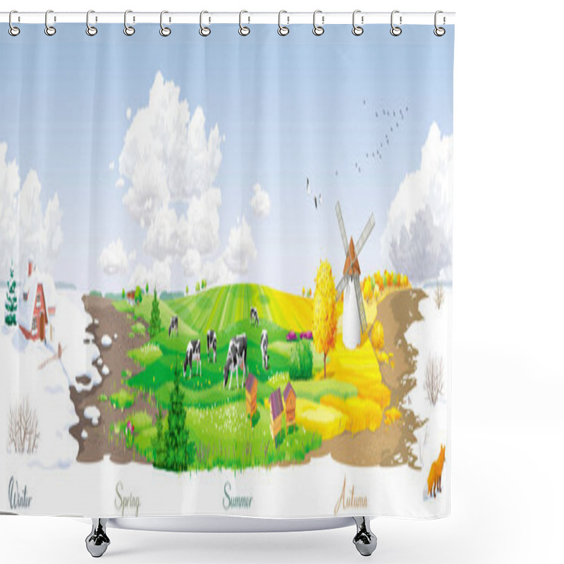 Personality  4 Seasons Panorama Shower Curtains