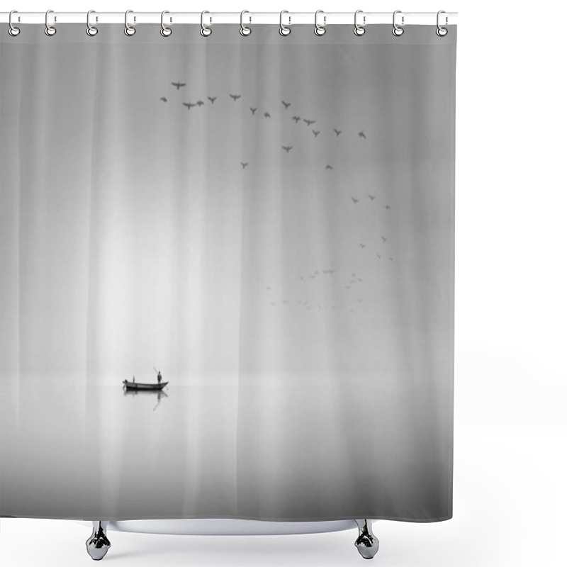 Personality  Beautiful Sunset Over The Sea On Natural Background. Shower Curtains