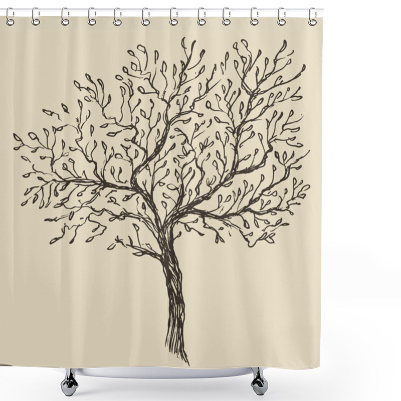 Personality  Hand Drawn Tree Sketch Shower Curtains