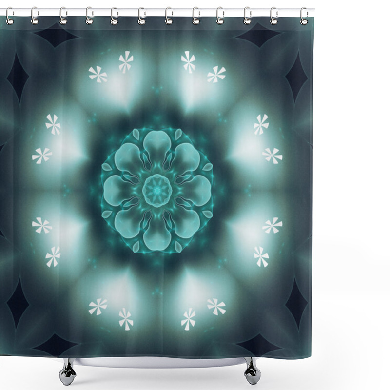 Personality  Green Fractal Flower Mandala, Digital Artwork For Creative Graphic Design Shower Curtains