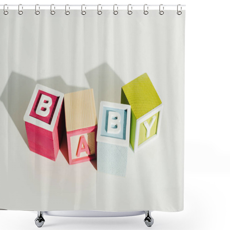 Personality  Word Baby On Letter Wooden Blocks Shower Curtains