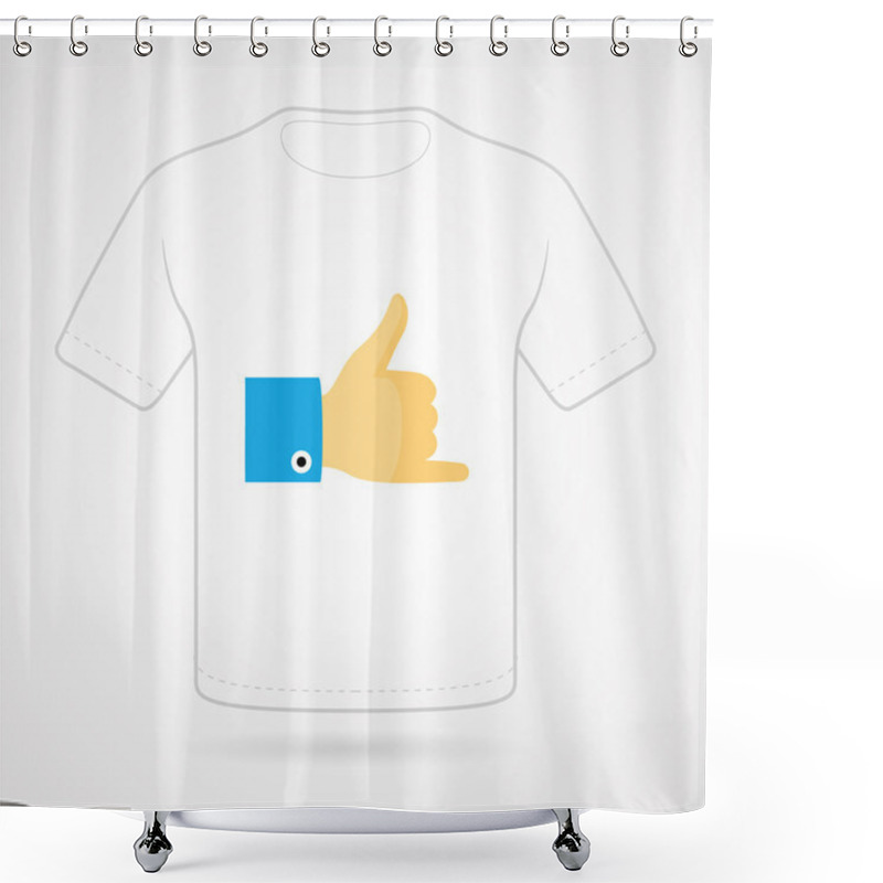 Personality  T-shirt With Funny Print On White Background. Vector  Print. Shower Curtains