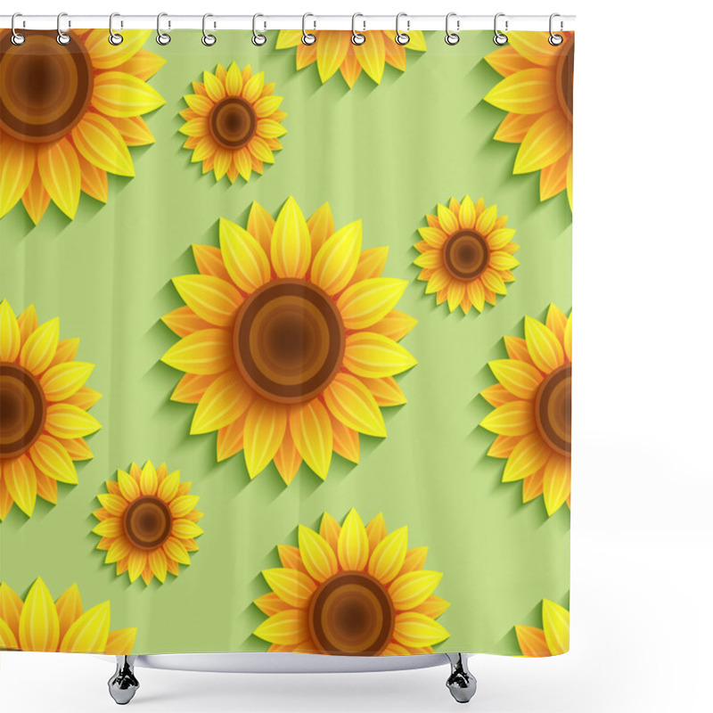 Personality  Nature Seamless Pattern With 3d Sunflowers Shower Curtains