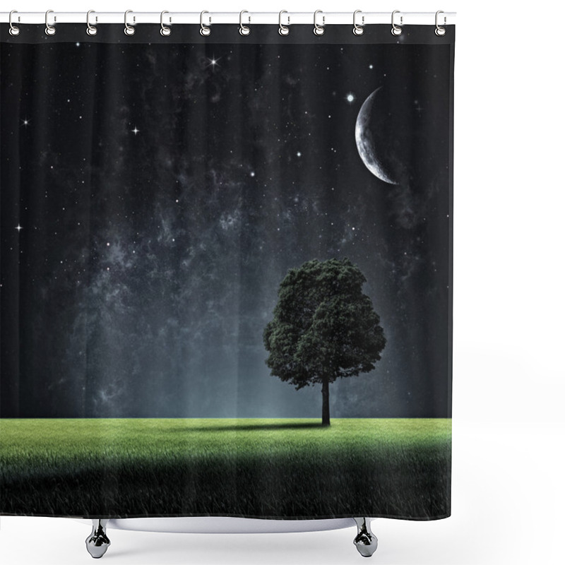 Personality  Moon Over Tree At Night Shower Curtains