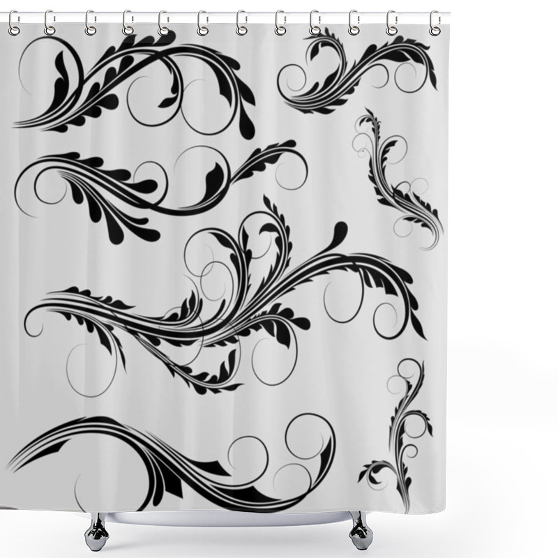 Personality  Lovely Conceptual Design Of Swirl Elements Shower Curtains