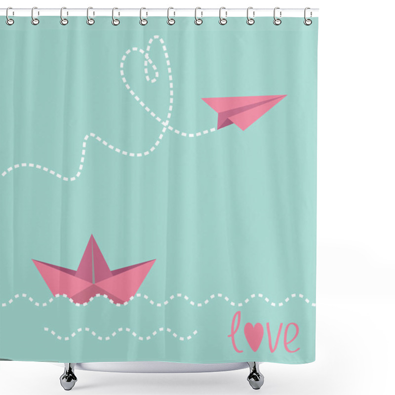 Personality  Origami Paper Boat And Paper Plane. Shower Curtains