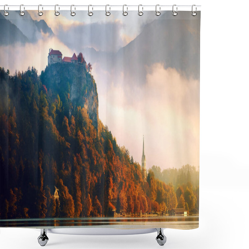 Personality  Medieval Bled Castle Above Lake Bled In Slovenia. Shower Curtains