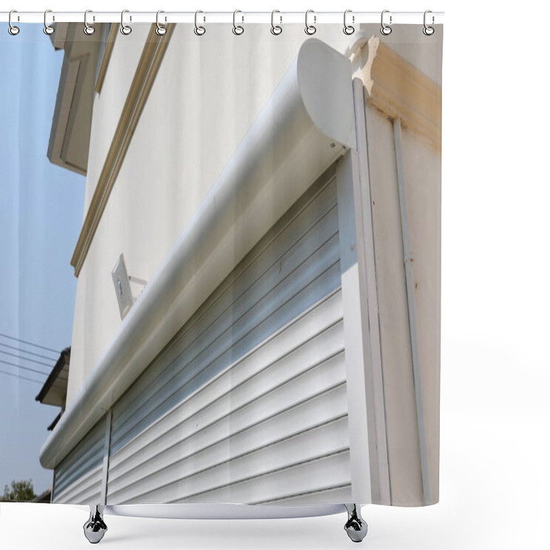 Personality  White Roller Shutter Door Closed Security In Modern House Shower Curtains