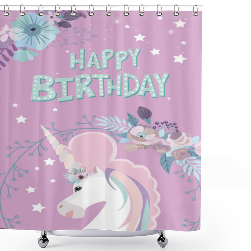 Personality  Magic Happy Birthday Greeting Cards  Shower Curtains