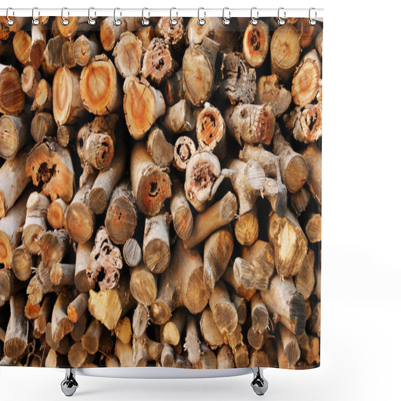 Personality  Stacked Logs Shower Curtains