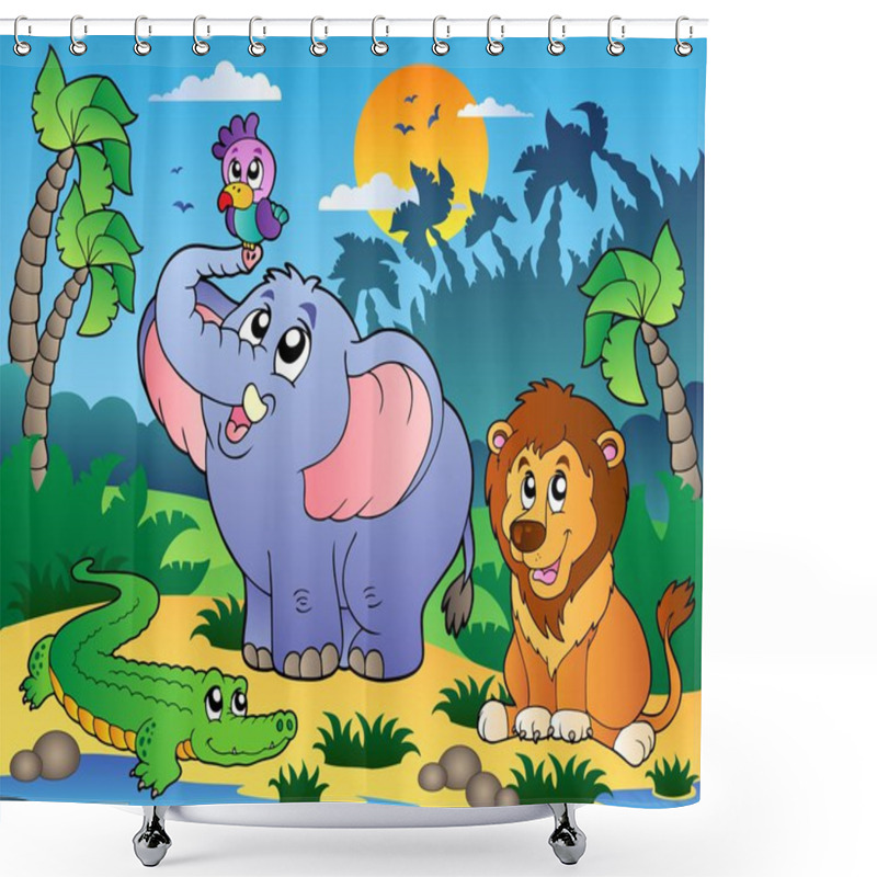 Personality  African Scenery With Animals 4 Shower Curtains