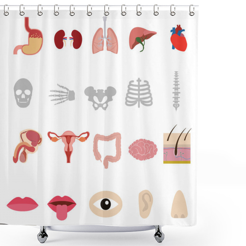 Personality  Human Anatomy Body Icons Set Shower Curtains