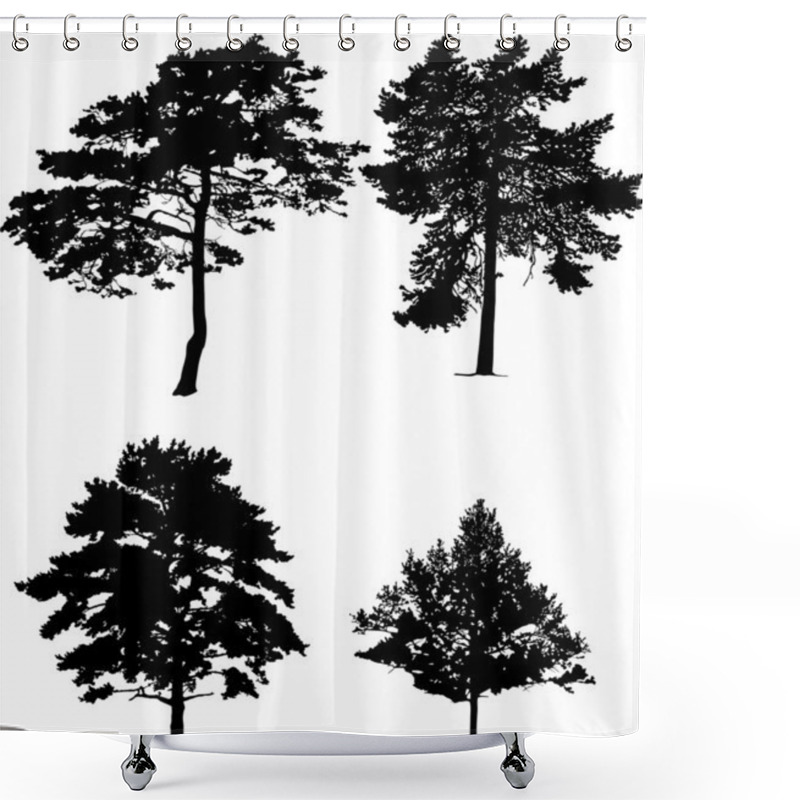 Personality  Four Pine Silhouettes Collection Shower Curtains