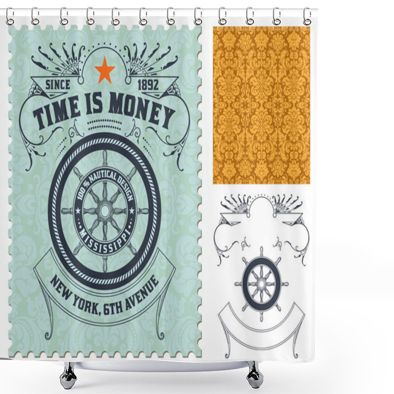 Personality  Retro Stamp Design Shower Curtains