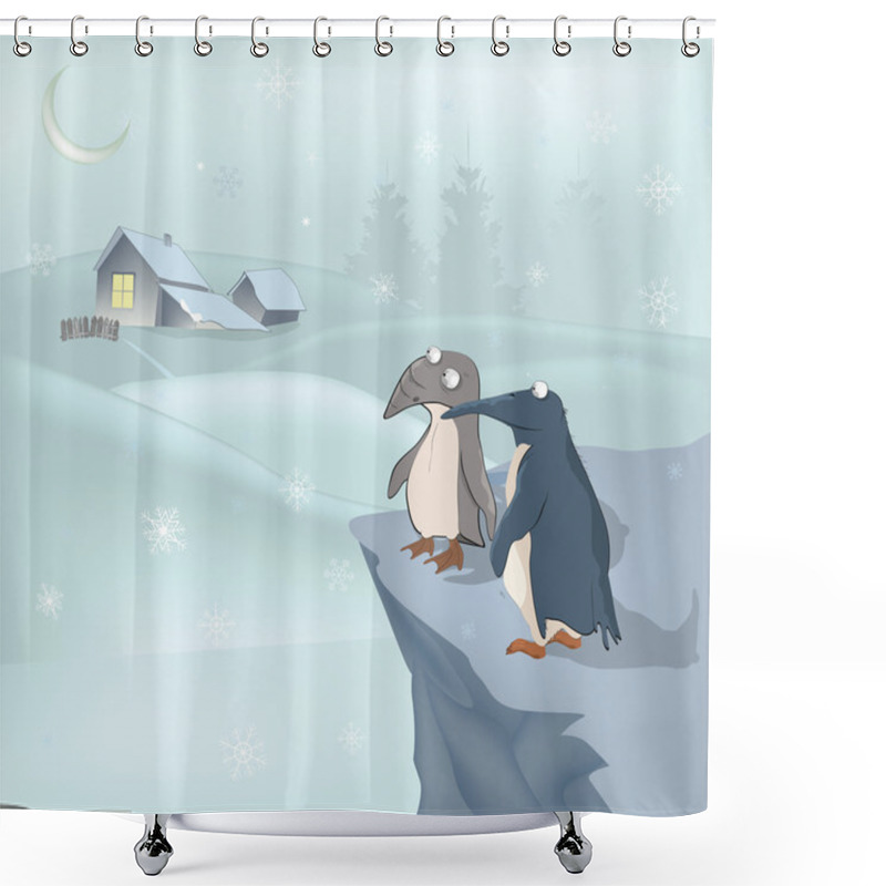 Personality  Penguins And Winter Shower Curtains