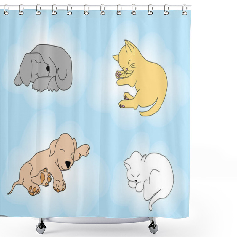 Personality  Background With Sleepy Animals Shower Curtains