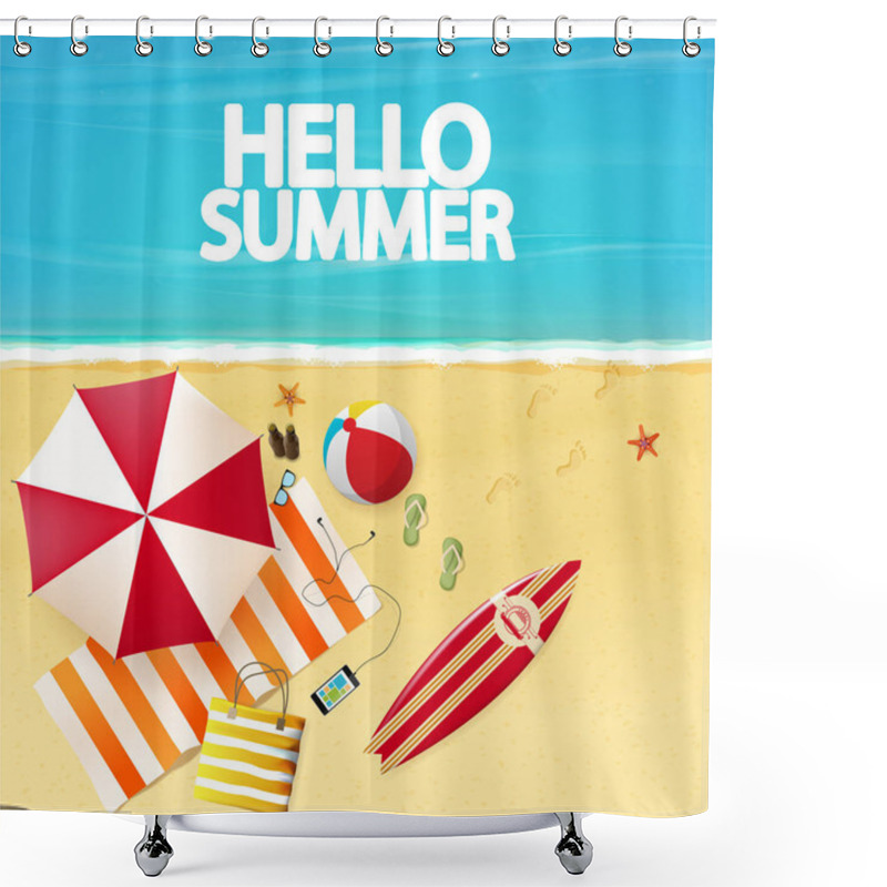 Personality  Top View Of Tropical Beach Shower Curtains