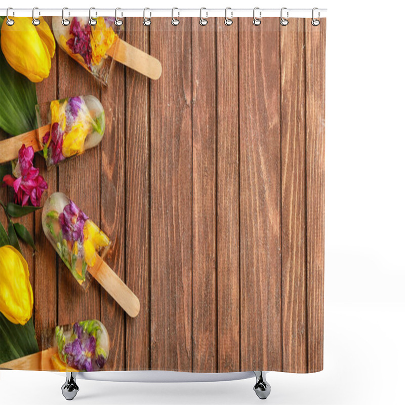 Personality  Homemade Ice Pops With Flowers Shower Curtains