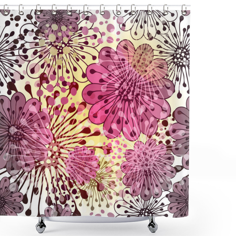 Personality  Seamless Spring Floral Pattern Shower Curtains