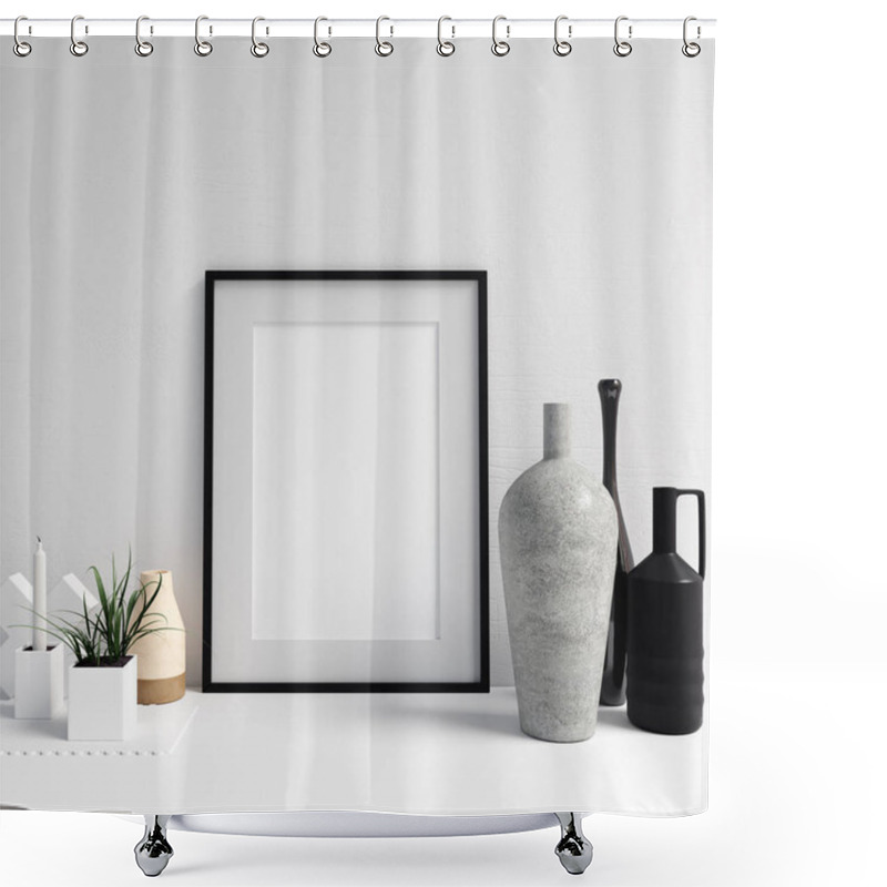 Personality  Frame Mockup With Interior Decorations Shower Curtains