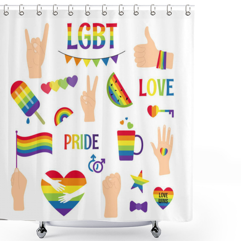 Personality  Collection Of LGBTQ Community Symbols Clipart Isolated. Shower Curtains