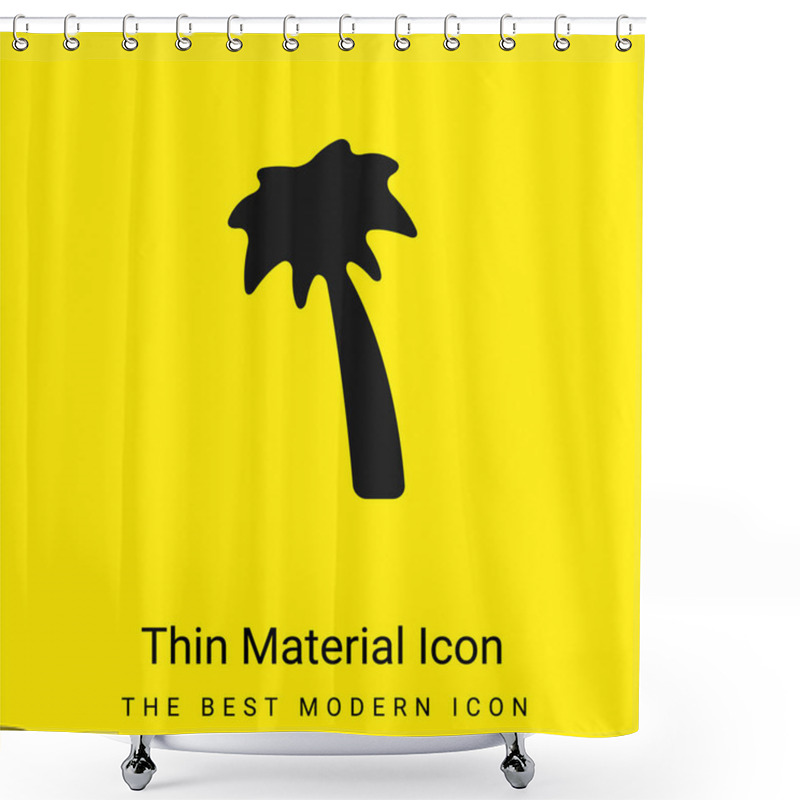 Personality  Black Palm Tree Minimal Bright Yellow Material Icon Shower Curtains