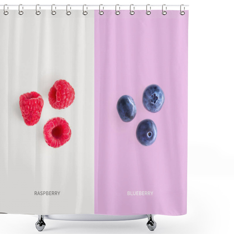 Personality  Split Screen With Raspberries And Blueberries Shower Curtains