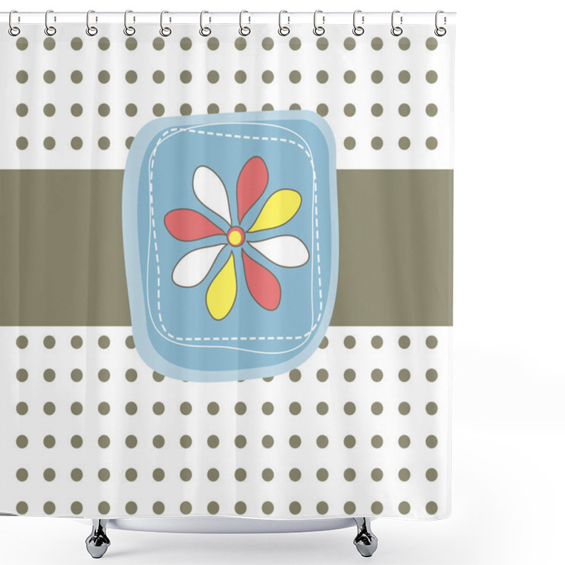 Personality  Simple Card With Flower. Vector Illustration Shower Curtains