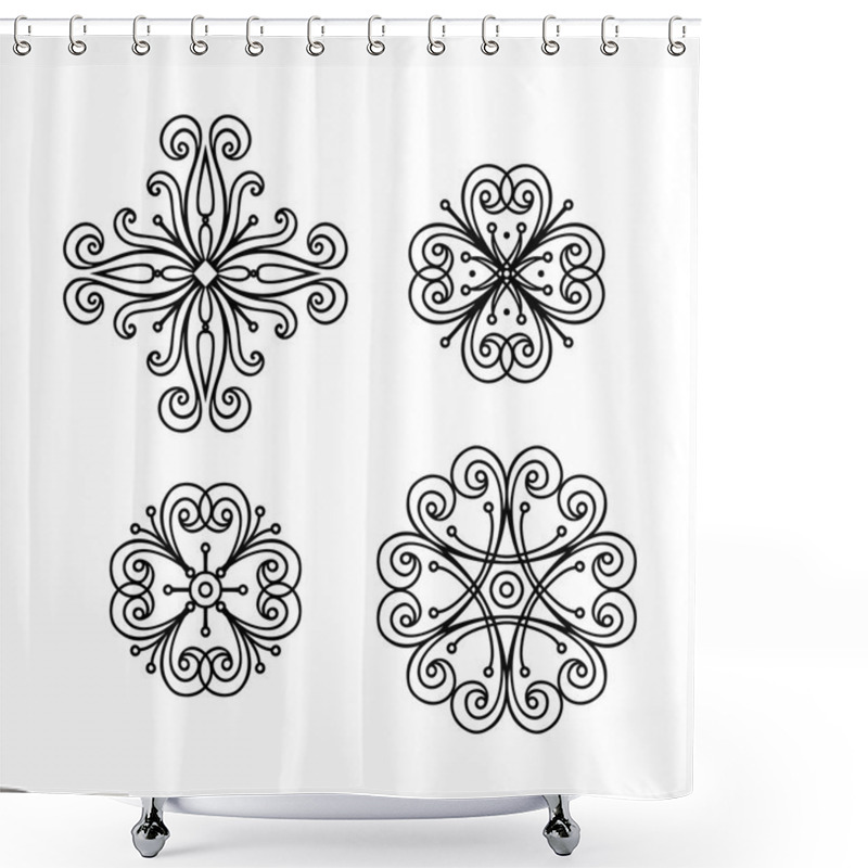 Personality  Set Of Abstract Floral Pattern Elements Shower Curtains