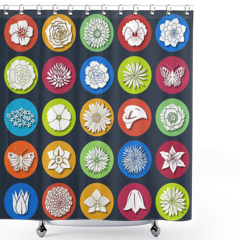 Personality  Set Of Abstract Flat Flowers. Shower Curtains