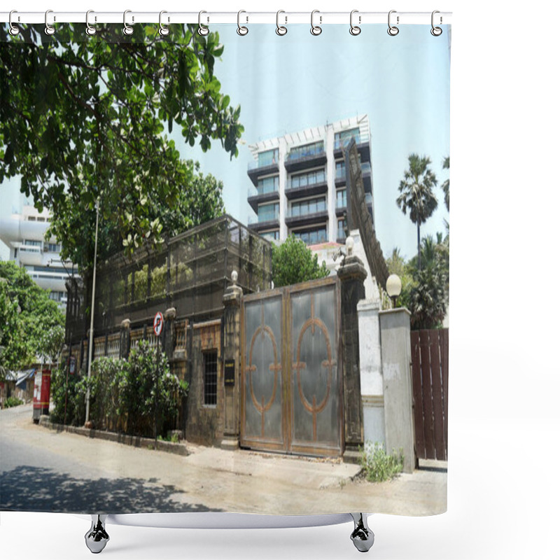 Personality  MUMBAI/INDIA - MAY 1, 2020: Shahrukh Khan Bungalow Mannat In Bandra. Shower Curtains