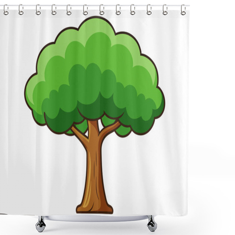 Personality  Cartoon Illustration Of A Vibrant Green Tree. Shower Curtains