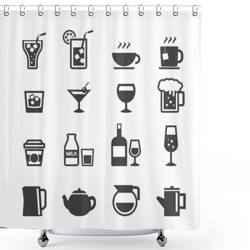 Personality  Drink Icon Set Shower Curtains