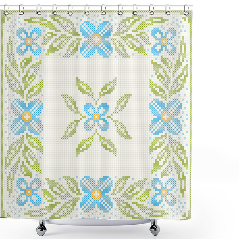 Personality  Cross-stitch Embroidery - Flowers And Leaves Shower Curtains