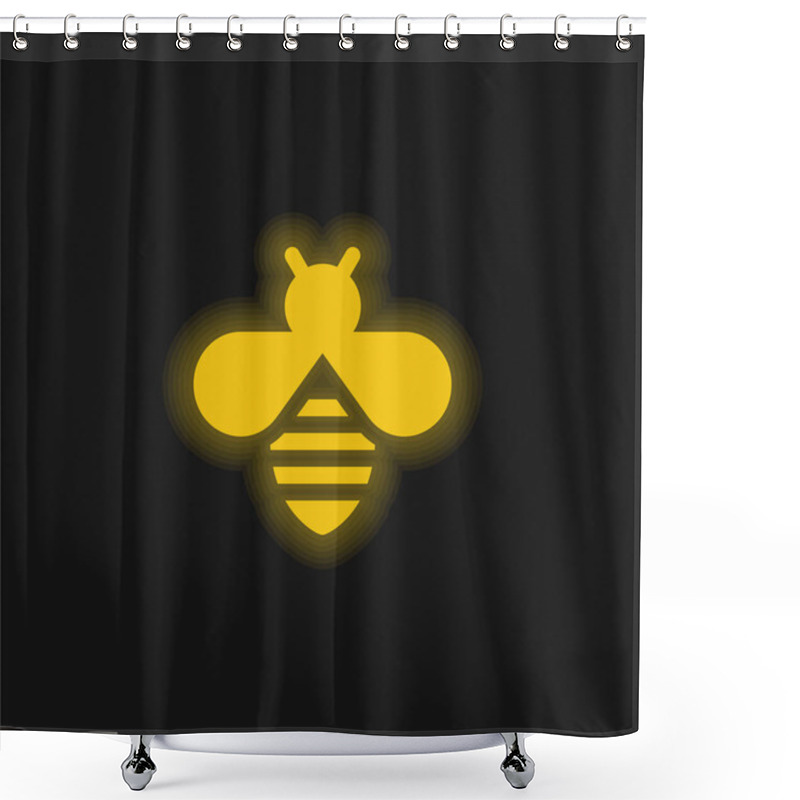 Personality  Bee Yellow Glowing Neon Icon Shower Curtains