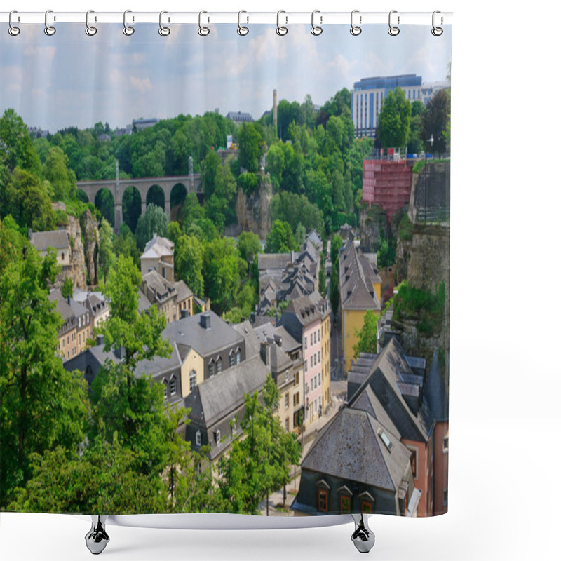 Personality  Old Town And Arch Railway Bridge In The City Of Luxembourg Shower Curtains