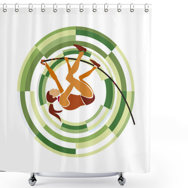 Personality  Pole Vault. Athleticism Disciplines On A Circular Background. Shower Curtains