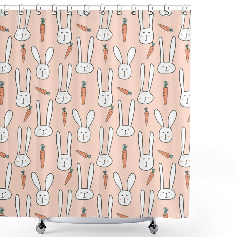 Personality  Vector Pattern With Cute Bunnies And Carrots. Shower Curtains