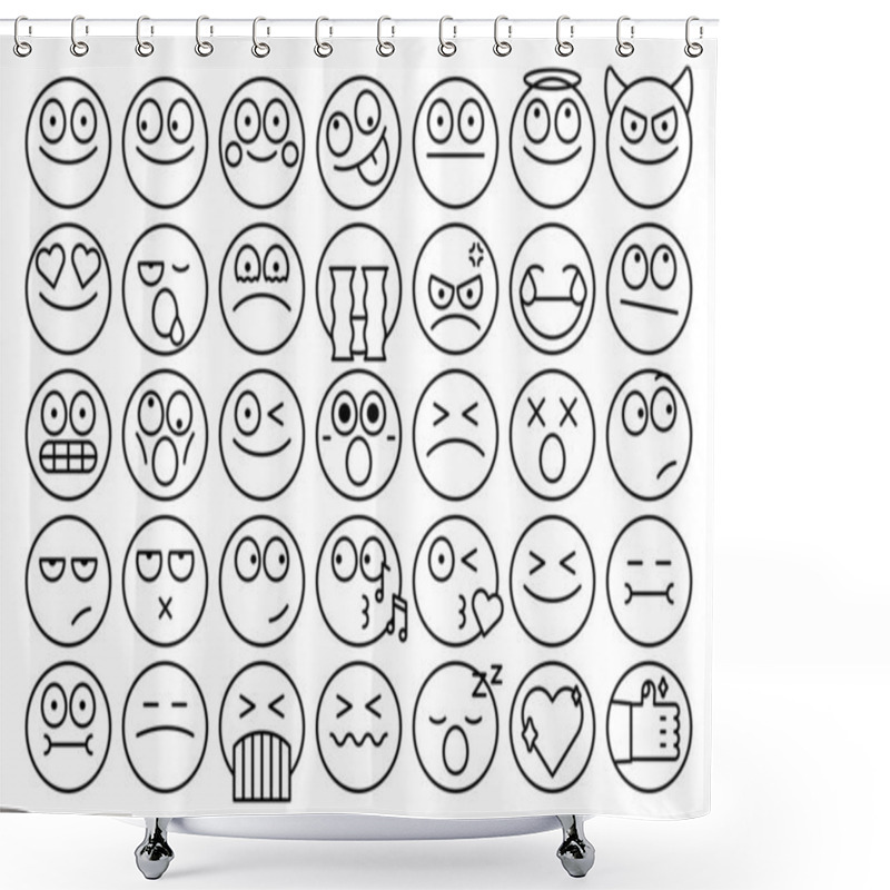 Personality  Emoticon Facial Expression Collection Vector Shower Curtains