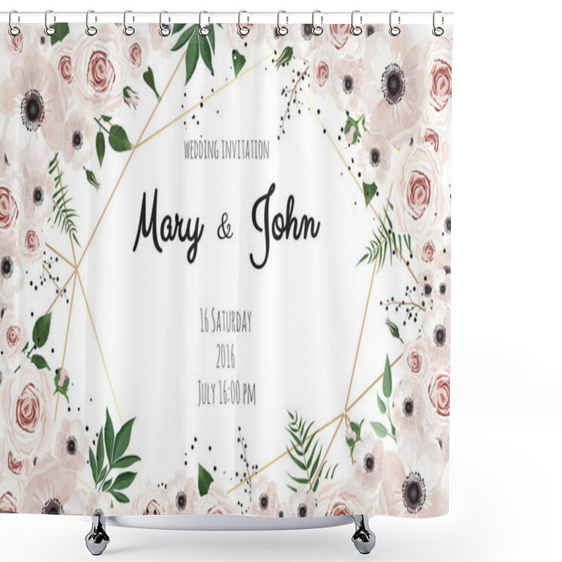 Personality  Wedding Invitation Card With Abstract Floral Background. Shower Curtains