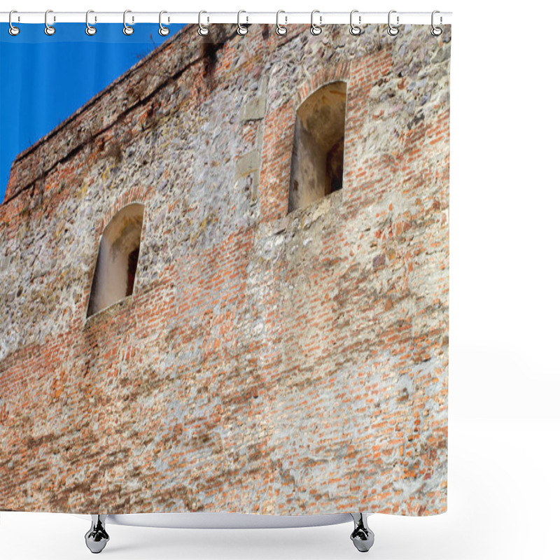 Personality  Thick Wall Of Palanok Castle In The City Of Mukachevo Ukraine Shower Curtains