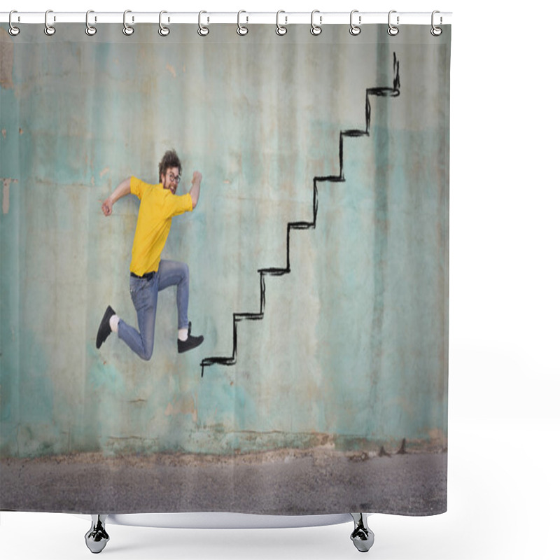 Personality  Climbing The Stairs Shower Curtains