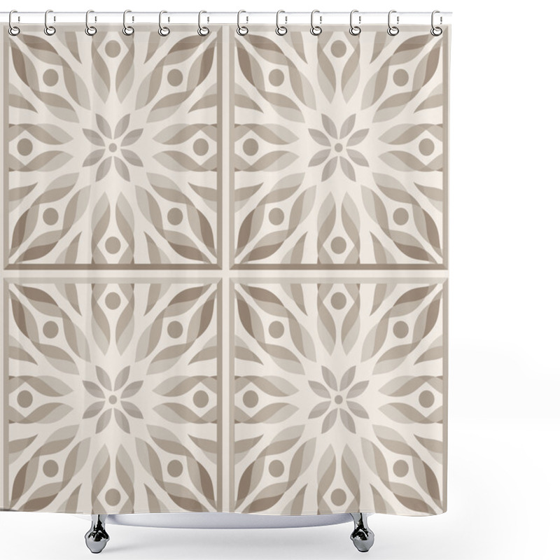 Personality  Brown Ceramic Tile Shower Curtains