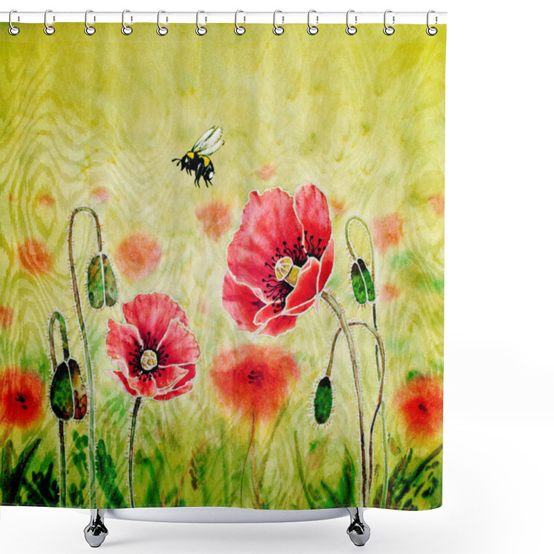 Personality  Batik Poppy Shower Curtains