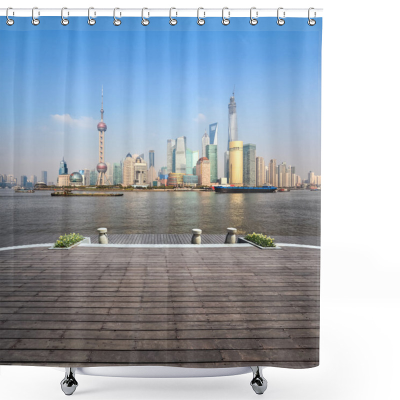 Personality  Beautiful Shanghai Scenery With Wooden Floor Shower Curtains