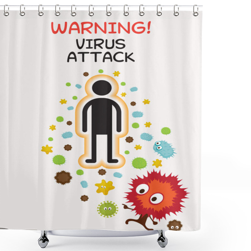 Personality  Warning Sign Virus Attack Human Shower Curtains