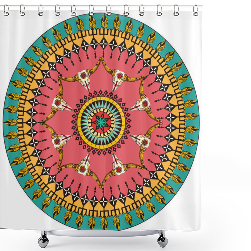 Personality  Tribal Round Ornamental Background Shower Curtains