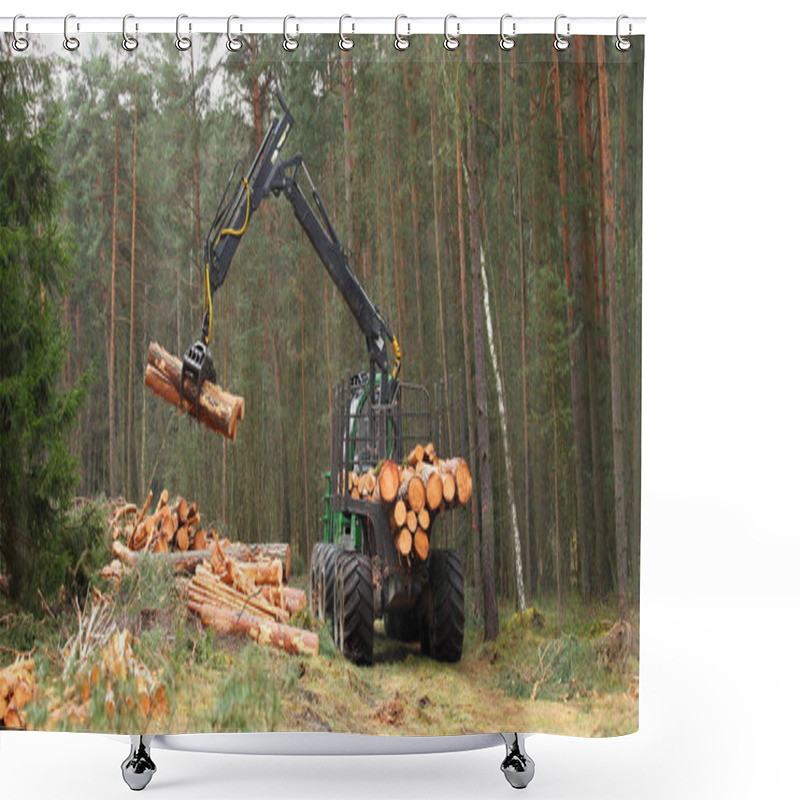 Personality  The Harvester Working In A Forest. Shower Curtains